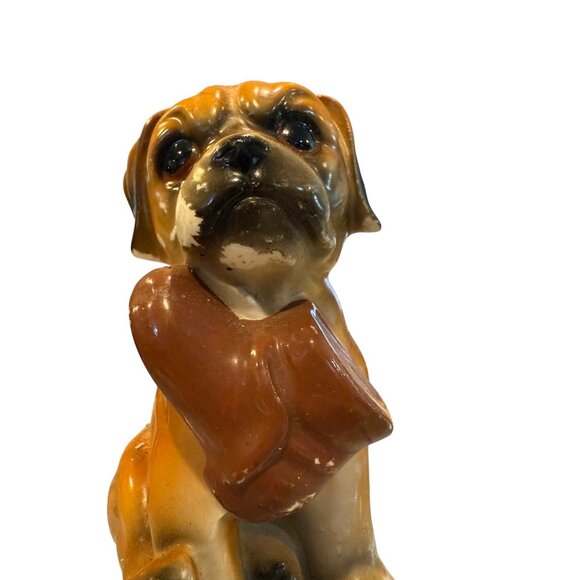 Vintage Ceramic Puppy Figurine Holding Shoe - Picture 8 of 13